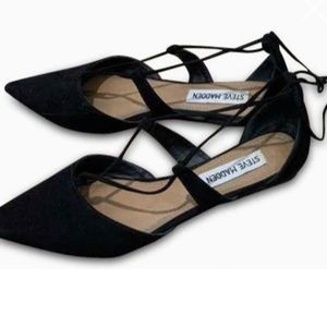 Steve Madden Britzi Black Lace Up Flats